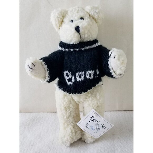 Berkeley Designs white plush Bear 5-Jointed with Boo blue Sweater NWT 10" - Picture 1 of 13